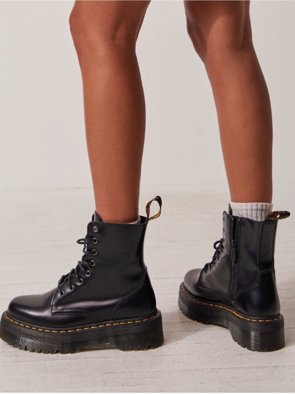 Dr. Martens Black Leather Platform Combat Boots